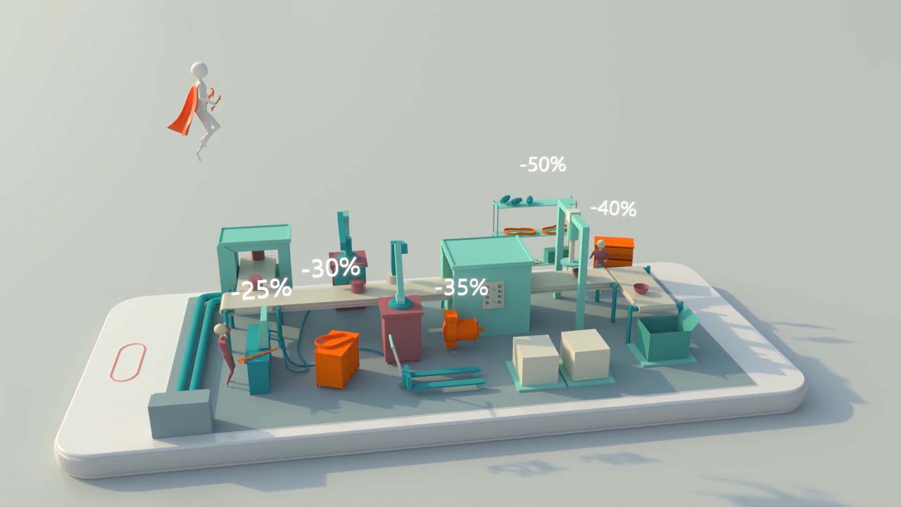 Low Poly 3d Factory on Mobile