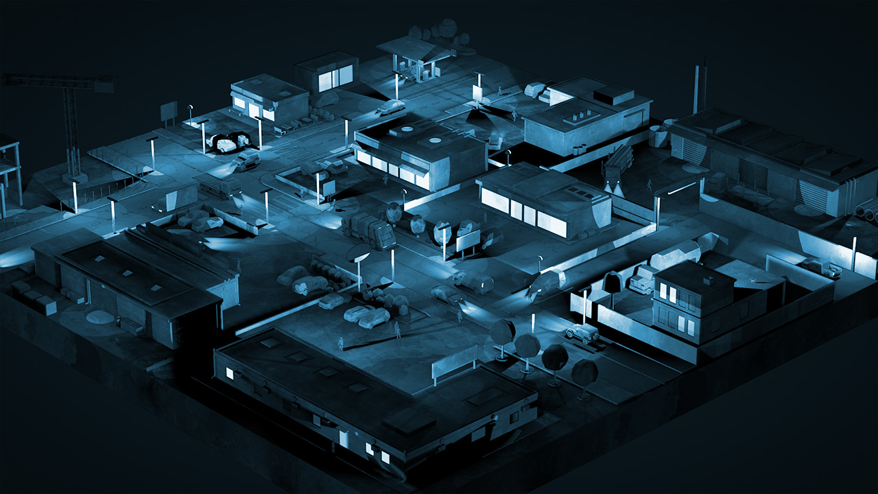 Lowpoly Isometric night city view