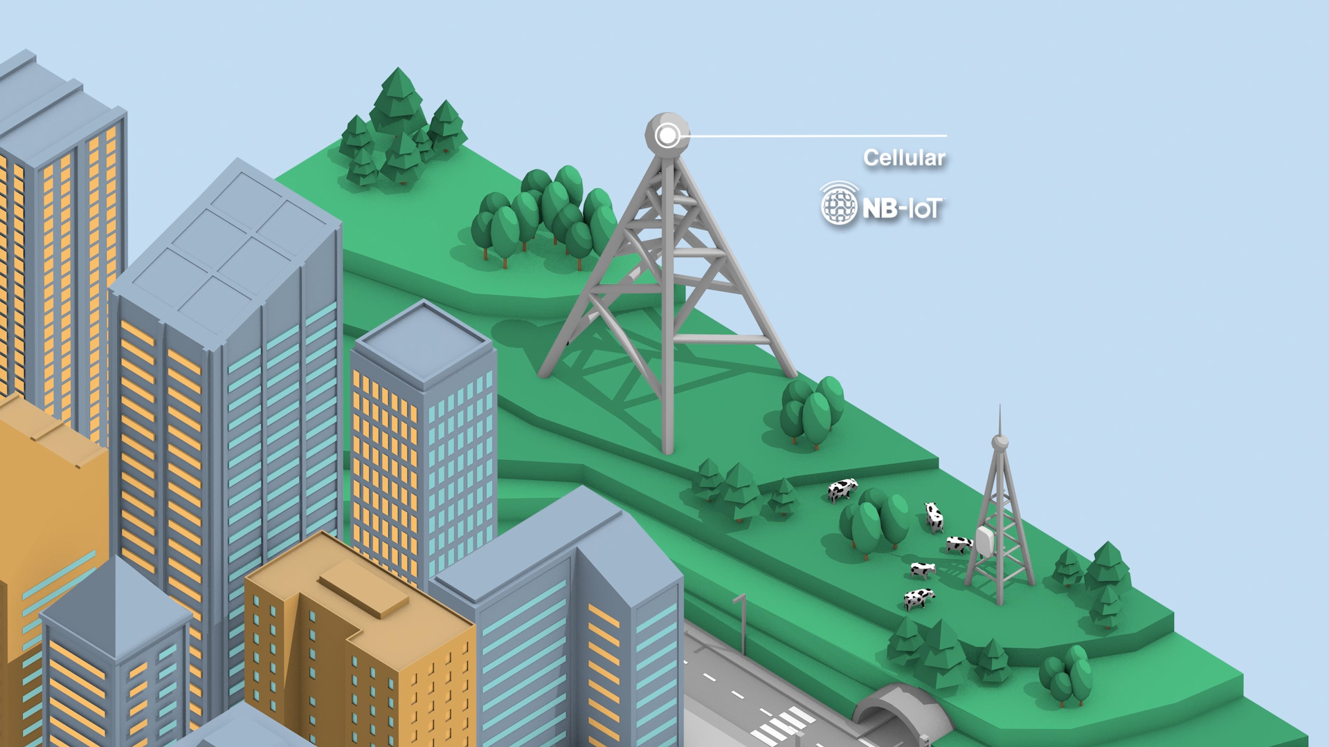 Isometric Town Antenna with Infographics