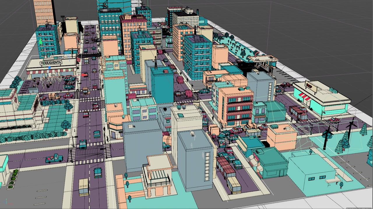 Low Poly 3d City Viewport Geometry
